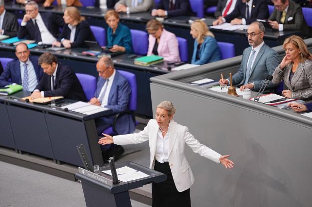 09 September 2026, Berlin: Alice Weidel, federal chairwoman and parliamentary group leader of the AfD, speaks during the general debate during budget deliberations in the German Bundestag. Photo: Michael Kappeler/dpa