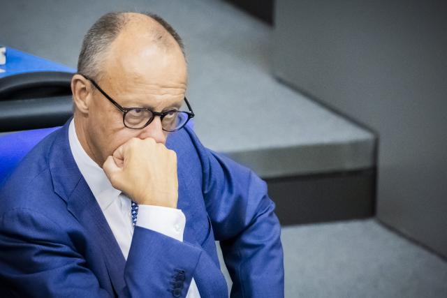 09 September 2026, Berlin: Germany's Chancellor Friedrich Merz sits on the government bench during the general debate on the budget in the German Bundestag. Photo: Christoph Soeder/dpa