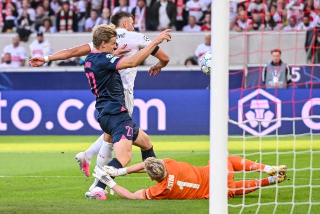 09 September 2026, Baden-Württemberg, Stuttgart: Stuttgart's Ermedin Demirovic scores his side's first goal during the UEFA Champions League soccer match between VfB Stuttgart and Viking Stavanger at MHP Arena. Photo: Harry Langer/dpa
