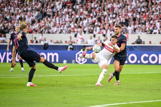 09 September 2026, Baden-Württemberg, Stuttgart: Stuttgart's Ermedin Demirovic  scores his side's third goal during the UEFA Champions League soccer match between VfB Stuttgart and Viking Stavanger at MHP Arena. Photo: Harry Langer/dpa