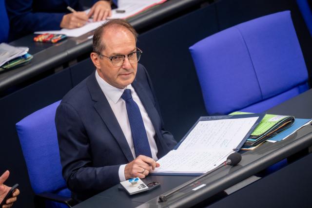 10 September 2026, Berlin: Alexander Dobrindt, Germany's Minister of the Interior, follows the debate in the German Bundestag during deliberations on the 2027 federal budget. Photo: Michael Kappeler/dpa
