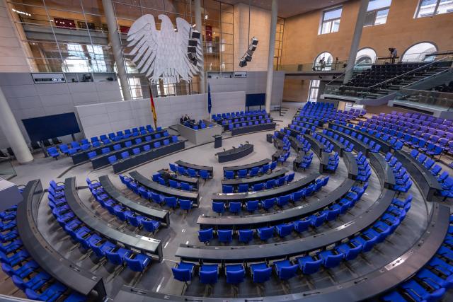 10 September 2026, Berlin: A view of the plenary chamber in the German Bundestag before deliberations on the 2027 federal budget. Photo: Michael Kappeler/dpa