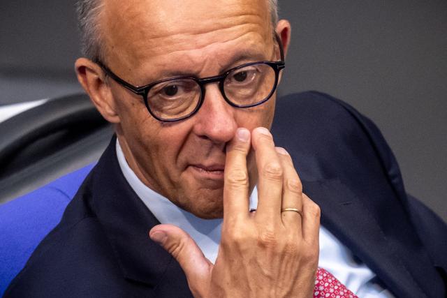 10 September 2026, Berlin: Germany's Chancellor Friedrich Merz follows the debate in the German Bundestag during deliberations on the 2027 federal budget. Photo: Michael Kappeler/dpa