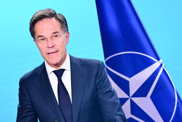 10 September 2026, Berlin: Mark Rutte (L), The North Atlantic Treaty Organization (NATO) Secretary General, speaks during a press conference at the conclusion of the ambassadors' conference at the Federal Foreign Office. Photo: Sebastian Gollnow/dpa