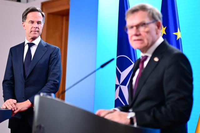 10 September 2026, Berlin: Mark Rutte (L), The North Atlantic Treaty Organization (NATO) Secretary General, and Johann Wadephul, Germany's Foreign Minister, hold a press conference at the conclusion of the ambassadors' conference at the Federal Foreign Office. Photo: Sebastian Gollnow/dpa