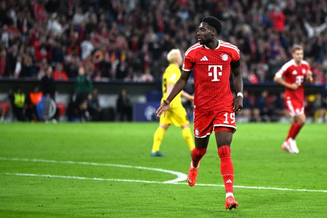10 September 2026, Bavaria, Munich: Bayern Munich's Alphonso Davies celebrates scoring his side's third goal during the UEFA Champions League group stage soccer match between Bayern Munich and FK Bodo/Glimt at Allianz Arena. Photo: Sven Hoppe/dpa