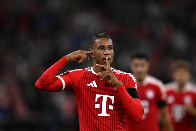 10 September 2026, Bavaria, Munich: Bayern Munich's Michael Olise celebrates scoring his side's fourth goal during the UEFA Champions League group stage soccer match between Bayern Munich and FK Bodo/Glimt at Allianz Arena. Photo: Sven Hoppe/dpa