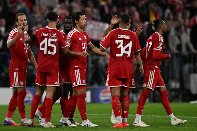 10 September 2026, Bavaria, Munich: Bayern Munich's Michael Olise celebrates scoring his side's fifth goal during the UEFA Champions League group stage soccer match between Bayern Munich and FK Bodo/Glimt at Allianz Arena. Photo: Sven Hoppe/dpa