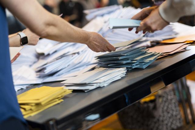 13 September 2026, Lower Saxony, Hanover: Election workers sort ballots for the counting of mail-in votes at the New City Hall. Photo: Michael Matthey/dpa