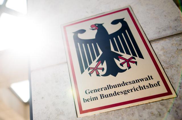 FILED - 17 June 2019, Baden-Wuerttemberg, Karlsruhe: FILE PHOTO - Federal Prosecutor General at the Federal Court of Justice" is written on a sign at the entrance to the Federal Prosecutor's Office building. Photo: Christoph Schmidt/dpa/dpa-mag