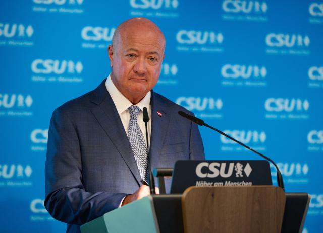 14 September 2026, Bavaria, Munich: Austria's Federal Chancellor Christian Stocker speaks during a press conference at the Christian Social Union (CSU) state headquarters to mark the conclusion of the CSU Party Executive Committee's closed-door meeting. Photo: Sven Hoppe/dpa