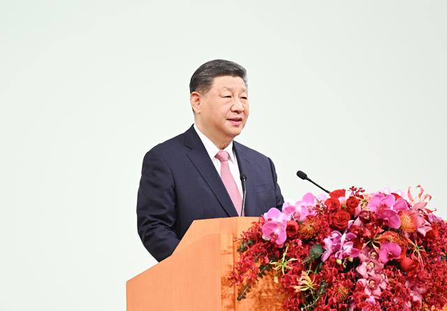 (241220) -- MACAO, Dec. 20, 2024 (Xinhua) -- Chinese President Xi Jinping, also general secretary of the Communist Party of China Central Committee and chairman of the Central Military Commission, delivers a speech at a meeting celebrating the 25th anniversary of Macao's return to the motherland and the inaugural ceremony of the sixth-term government of the Macao Special Administrative Region (SAR), at the Macao East Asian Games Dome in Macao, south China, Dec. 20, 2024. (Xinhua/Xie Huanchi)