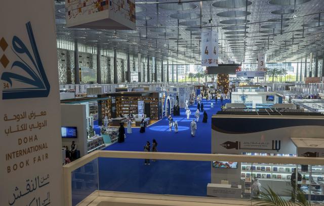 (250509) -- DOHA, May 9, 2025 (Xinhua) -- This photo taken on May 8, 2025 shows a view of the 34th edition of Doha International Book Fair in Doha, Qatar. The event will run until May 17. (Photo by Nikku/Xinhua)