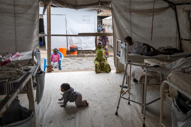 (250511) -- GOMA, May 11, 2025 (Xinhua) -- This photo taken on May 10, 2025 shows a scene inside a tent ward at Ndosho Hospital in Goma, the Democratic Republic of the Congo (DRC). Ndosho Hospital, located in Goma, the capital city of North Kivu province in the eastern DRC, has built temporary tents in its parking lot to relieve pressure and increased its bed capacity to approximately 130, as the security situation in the eastern DRC has deteriorated in recent years. (Xinhua/Zheng Yangzi)