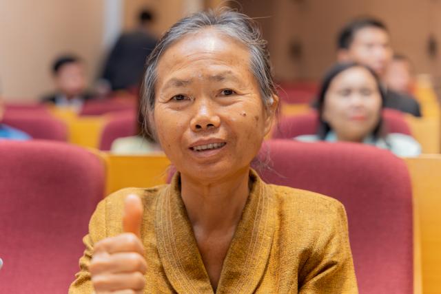 (250511) -- VIENTIANE, May 11, 2025 (Xinhua) -- Phaly Sengduangchanh, a 65-year-old participant in the cataract blindness elimination project, attends an event to celebrate the project's successful completion in Vientiane, Laos, May 9, 2025. Laos' Ministry of Health, in collaboration with China's GX Foundation, has held an event to celebrate the successful completion of the cataract blindness elimination project in Laos.
   The project was initiated following a Memorandum of Understanding signed in 2019, with the official launch taking place in September 2022. (Photo by Kaikeo Saiyasane/Xinhua)