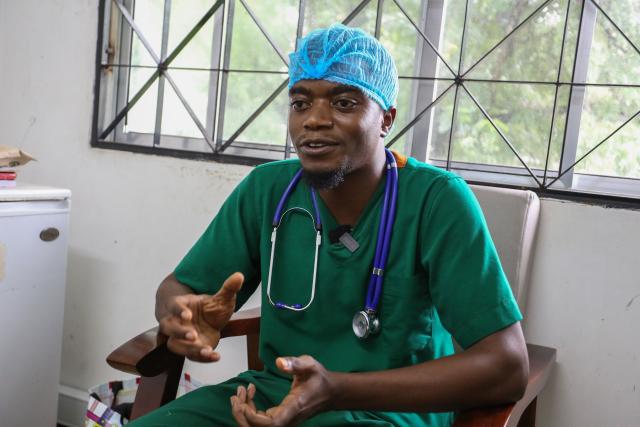 (250512) -- DAR ES SALAAM, May 12, 2025 (Xinhua) -- Elick William Mwakatungila, a Tanzanian nurse, speaks during an interview with Xinhua in Dar es Salaam, Tanzania, May 9, 2025.
  TO GO WITH "Feature: Chinese doctor empowers Tanzanian nurses with advanced medical skills and beyond" (Xinhua/Emmanuel Herman)