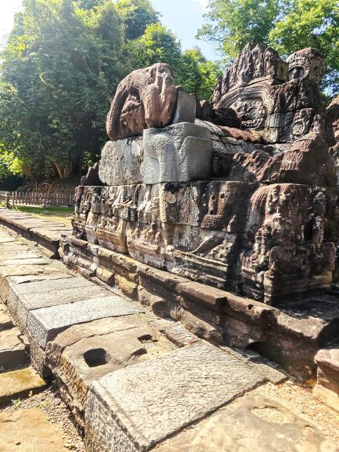 (250512) -- SIEM REAP, May 12, 2025 (Xinhua) -- This photo taken on May 7, 2025 shows a view of the Neak Poan (the entwined serpents) Temple in the Angkor Archaeological Park in Siem Reap province, Cambodia. Cambodian archaeologists have completed the restoration of the western drainage structure at Neak Poan (the entwined serpents) Temple in the famed Angkor Archaeological Park, the APSARA National Authority (ANA) said in a news release on Monday. (ANA/Handout via Xinhua)