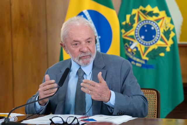 (250512) -- BRASILIA, May 12, 2025 (Xinhua) -- Brazilian President Luiz Inacio Lula da Silva speaks during a collective interview with Chinese media in Brasilia, Brazil, May 5, 2025. (Xinhua/Wang Tiancong)