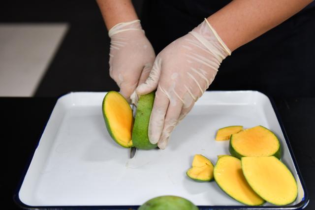 (250529) -- CHANGSHA, May 29, 2025 (Xinhua) -- A customs officer conducts on-site inspections on imported Bangladeshi mangoes at Changsha Huanghua International Airport in Changsha, central China's Hunan Province, May 28, 2025. A shipment of three tonnes of fresh mangoes from Bangladesh arrived in Changsha on Wednesday night, marking China's first import of mangoes from Bangladesh.
  Upon arrival, customs officers at Changsha Huanghua International Airport promptly verified shipping labels, phytosanitary certificates, and conducted on-site inspections of the packaging and fruit appearance. The shipment was later cleared with no abnormalities found. (Xinhua/Chen Zhenhai)