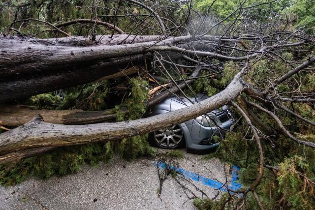 (250617) -- PULA, June 17, 2025 (Xinhua) -- This photo shows the aftermath of a strong storm that hit Pula, Croatia on June 17, 2025. (Srecko Niketic/PIXSELL via Xinhua)