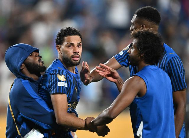 (250701) -- ORLANDO, July 1, 2025 (Xinhua) -- Players of Al Hilal celebrate after winning the round of 16 match between Manchester City of England and Al Hilal of Saudi Arabia at the FIFA Club World Cup 2025 at the Camping World Stadium, Orlando, Florida, the United States, June 30, 2025. (Xinhua/Wu Xiaoling)