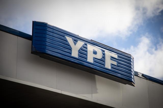 (250701) -- BUENOS AIRES, July 1, 2025 (Xinhua) -- This photo taken on June 30, 2025 shows a YPF logo in Buenos Aires, Argentina. Argentina will appeal the ruling of a court in New York that ordered the South American country to transfer 51 percent of the shares of the national oil and gas company YPF, said President Javier Milei Monday.
   The U.S. district judge agreed earlier Monday to the request of the plaintiffs to seize YPF shares, after a 2023 ruling that ordered cash-strapped Argentina to pay them about 16.1 billion U.S. dollars. (Photo by Martin Zabala/Xinhua)