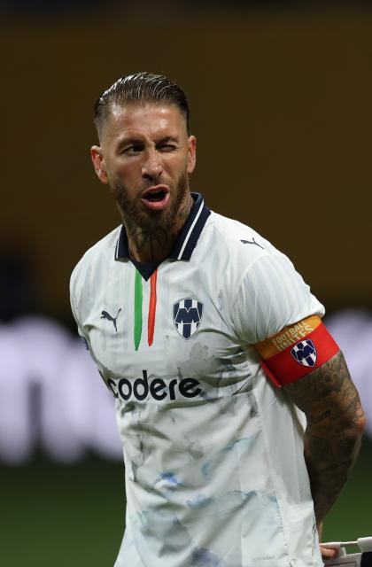 (250702) -- ATLANTA, July 2, 2025 (Xinhua) -- CF Monterrey's Sergio Ramos reacts before the round of 16 match between Borussia Dortmund of Germany and CF Monterrey of Mexico at the FIFA Club World Cup 2025 at the Mercedes-Benz Stadium, Atlanta, Georgia, the United States, July 1, 2025. (Xinhua/Li Ming)
