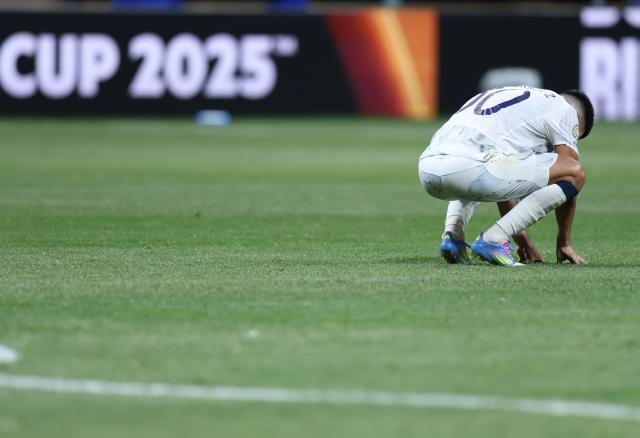 (250702) -- ATLANTA, July 2, 2025 (Xinhua) -- CF Monterrey's Jorge Rodriguez reacts after the round of 16 match between Borussia Dortmund of Germany and CF Monterrey of Mexico at the FIFA Club World Cup 2025 at the Mercedes-Benz Stadium, Atlanta, Georgia, the United States, July 1, 2025. (Xinhua/Li Ming)