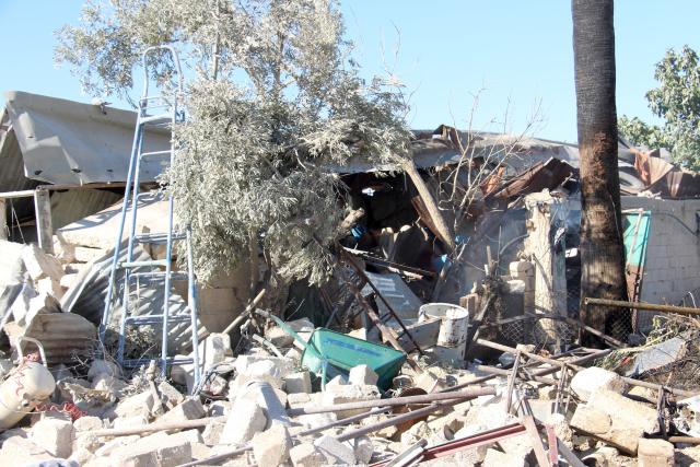 (250703) -- HAMA, July 3, 2025 (Xinhua) -- Rubble surrounds the remains of a building following a deadly explosion in the town of Jibrin, in Hama province, central Syria, on July 2, 2025. At least seven people were killed and several others injured on Wednesday in a fuel tanker explosion in the town of Jibrin in Syria's central Hama province, state media reported.
   The explosion, which occurred when a fuel tanker caught fire, resulted in the deaths of civilians and left an undetermined number of others injured, Syrian state broadcaster al-Ikhbariya reported. (Str/Xinhua)