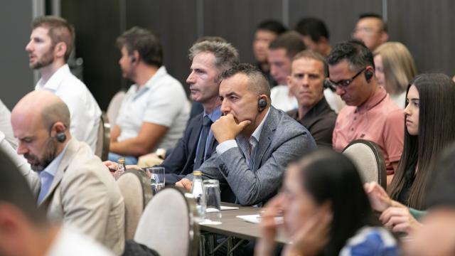 (250705) -- PODGORICA, July 5, 2025 (Xinhua) -- Attendees are pictured during a forum on trade and technological cooperation between Montenegro and China in Podgorica, Montenegro, on July 4, 2025.
  More than a hundred government officials and business representatives gathered here on Friday to explore opportunities for trade and technological cooperation between Montenegro and China.
   The forum concluded with a B2B session where Chinese and Montenegrin enterprises held in-depth discussions and reached several preliminary cooperation agreements. (Photo by Wang Wei/Xinhua)