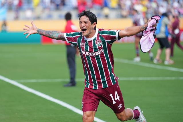 (250705) -- ORLANDO, July 5, 2025 (Xinhua) -- German Cano of Fluminense FC celebrates after the quarterfinal match between Fluminense FC of Brazil and Al Hilal of Saudi Arabia at the FIFA Club World Cup 2025 at the Camping World Stadium, Orlando, Florida, the United States, July 4 , 2025. (Xinhua/Xu Chang)