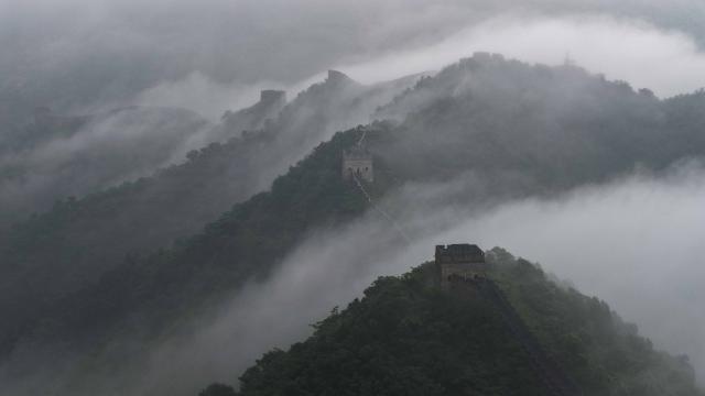 (250705) -- CHENGDE, July 5, 2025 (Xinhua) -- An aerial drone photo taken on July 5, 2025 shows a view of the Huangyaguan section of the Great Wall on the border of Xinglong County in Chengde City of north China's Hebei Province and Jizhou District of north China's Tianjin. (Photo by Liu Mancang/Xinhua)