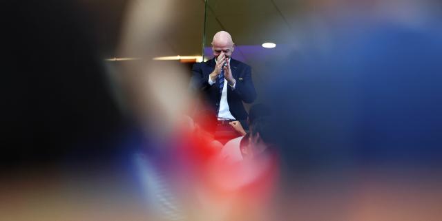 (250706) -- ATLANTA, July 6, 2025 (Xinhua) -- FIFA president Gianni Infantino is seen before the quarterfinal match between Paris Saint-Germain (FRA) and FC Bayern Munich (GER) at the FIFA Club World Cup 2025 at the Mercedes-Benz Stadium, Atlanta, Georgia, the United States, July 5, 2025. (Xinhua/Li Ming)