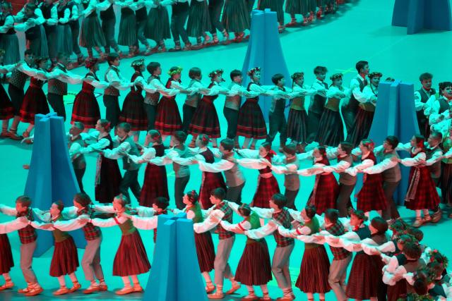 (250706) -- RIGA, July 6, 2025 (Xinhua) -- Participants perform during the 13th Latvian School Youth Song and Dance Festival in Riga, Latvia, July 5, 2025.
  The festival, which is held every five years, is one of the biggest children's and youth culture and art event in the country. (Photo by Edijs Palens/Xinhua)