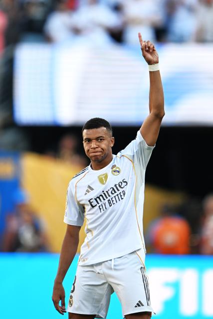 (250706) -- NEW JERSEY, July 6, 2025 (Xinhua) -- Kylian Mbappe of Real Madrid celebrates a goal during the quarterfinal match between Real Madrid (Spain) and Borussia Dortmund (Germany) at the FIFA Club World Cup 2025 in New Jersey, the United States, July 5, 2025. (Xinhua/Wu Xiaoling)