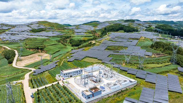 (250706) -- GUIYANG, July 6, 2025 (Xinhua) -- An aerial drone photo taken on July 3, 2025 shows a solar power station for agricultural use in the Yi-Hui-Miao Autonomous County of Weining, southwest China's Guizhou Province. In recent years, Guizhou has made significant progress in ecological construction, striving to transform ecological advantages into developmental strengths. 
  While actively developing green energy sources such as wind and solar power, Guizhou makes full use of the land beneath photovoltaic panels to cultivate crops, and meanwhile encourages farmers to engage in agricultural planting by leveraging diverse terrain and varied climate, an effort to enhance farmers' income.
  Currently, Guizhou's forest coverage rate stands at 63.3 percent, and its green economy accounts for 48 percent of the province's overall economic composition. (Xinhua/Tao Liang)