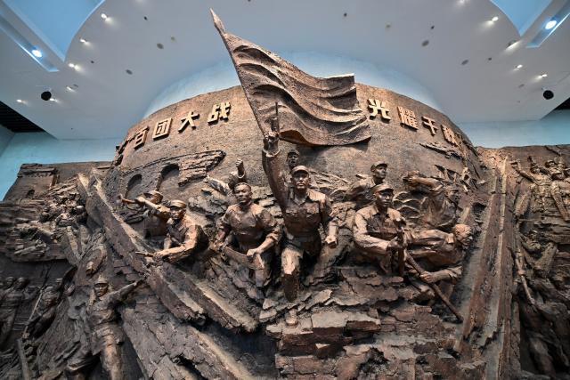 (250708) -- YANGQUAN, July 8, 2025 (Xinhua) -- This photo taken on July 7, 2025 shows an interior view of the memorial hall commemorating the Hundred-Regiment Campaign in Yangquan, north China's Shanxi Province. The Hundred-Regiment Campaign took place in northern China from August 1940 to January 1941 during the Chinese People's War of Resistance Against Japanese Aggression. (Xinhua/Zhan Yan)