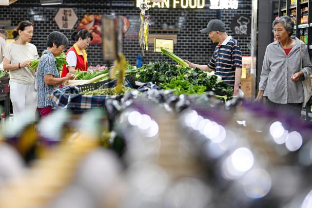 (250709) -- BEIJING, July 9, 2025 (Xinhua) -- Customers shop at a supermarket in Nanjing, east China's Jiangsu Province, July 9, 2025. China's consumer price index (CPI), a main gauge of inflation, rose 0.1 percent year on year in June, reversing a 0.1 percent decline registered in the previous month, as the nation's measures aimed at expanding domestic demand and the recovery of industrial consumer goods prices supported price rises.
   The core CPI, which excludes food and energy prices, climbed 0.7 percent year on year in June, up 0.1 percentage points compared to the rise registered in May, according to the data released Wednesday by the National Bureau of Statistics. (Photo by Fang Dongxu/Xinhua)