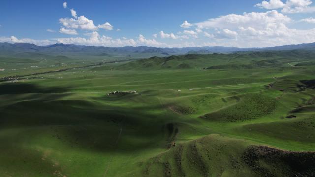 (250711) -- XIAHE, July 11, 2025 (Xinhua) -- An aerial drone photo taken on July 10, 2025 shows the scenery of the Sangke Grassland in Xiahe County, Gannan Tibetan Autonomous Prefecture, northwest China's Gansu Province. (Xinhua/Yu Lan)