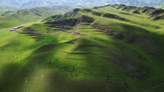 (250711) -- XIAHE, July 11, 2025 (Xinhua) -- An aerial drone photo taken on July 10, 2025 shows the scenery of the Sangke Grassland in Xiahe County, Gannan Tibetan Autonomous Prefecture, northwest China's Gansu Province. (Xinhua/Chen Bin)