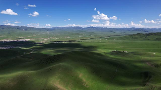 (250711) -- XIAHE, July 11, 2025 (Xinhua) -- An aerial drone photo taken on July 10, 2025 shows the scenery of the Sangke Grassland in Xiahe County, Gannan Tibetan Autonomous Prefecture, northwest China's Gansu Province. (Xinhua/Chen Bin)