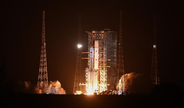 (250715) -- BEIJING, July 15, 2025 (Xinhua) -- A Long March-7 Y10 carrier rocket carrying cargo spacecraft Tianzhou-9 blasts off from the Wenchang Spacecraft Launch Site in south China's Hainan Province, July 15, 2025. (Xinhua/Yang Guanyu)