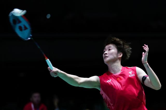 (250715) -- TOKYO, July 15, 2025 (Xinhua) -- Chen Yufei hits a return during the women's singles round of 32 match between Chen Yufei of China and Polina Buhrova of Ukraine at the Japan Badminton Open 2025 in Tokyo, Japan, July 15, 2025. (Xinhua/Jia Haocheng)