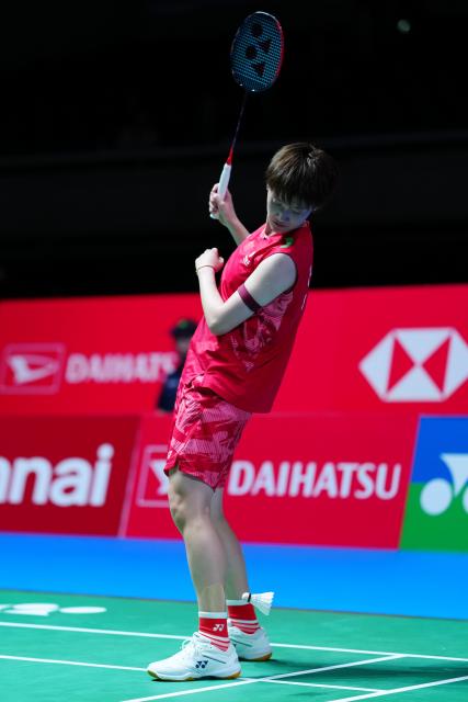(250715) -- TOKYO, July 15, 2025 (Xinhua) -- Chen Yufei reacts during the women's singles round of 32 match between Chen Yufei of China and Polina Buhrova of Ukraine at the Japan Badminton Open 2025 in Tokyo, Japan, July 15, 2025. (Xinhua/Jia Haocheng)