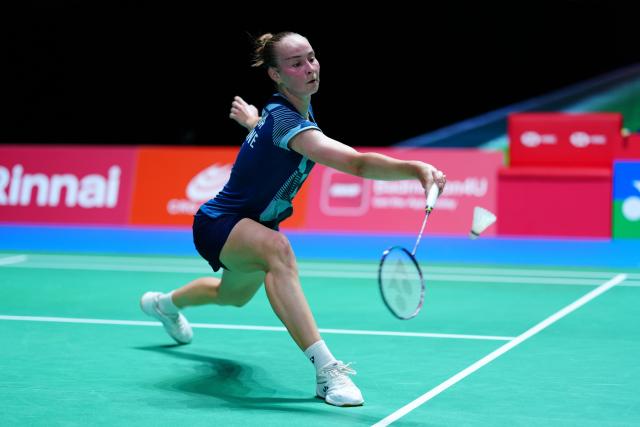 (250715) -- TOKYO, July 15, 2025 (Xinhua) -- Polina Buhrova hits a return during the women's singles round of 32 match between Chen Yufei of China and Polina Buhrova of Ukraine at the Japan Badminton Open 2025 in Tokyo, Japan, July 15, 2025. (Xinhua/Jia Haocheng)