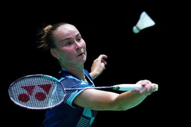 (250715) -- TOKYO, July 15, 2025 (Xinhua) -- Polina Buhrova hits a return during the women's singles round of 32 match between Chen Yufei of China and Polina Buhrova of Ukraine at the Japan Badminton Open 2025 in Tokyo, Japan, July 15, 2025. (Xinhua/Jia Haocheng)