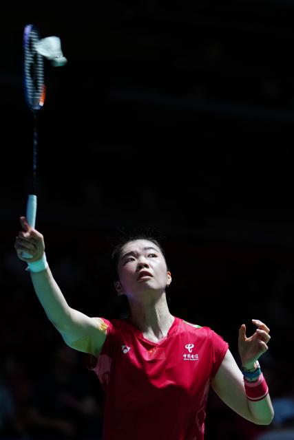 (250715) -- TOKYO, July 15, 2025 (Xinhua) -- Gao Fangjie hits a return during the women's singles round of 32 match between Gao Fangjie of China and Line Hojmark Kjaersfeldt of Denmark at the Japan Badminton Open 2025 in Tokyo, Japan, July 15, 2025. (Xinhua/Jia Haocheng)