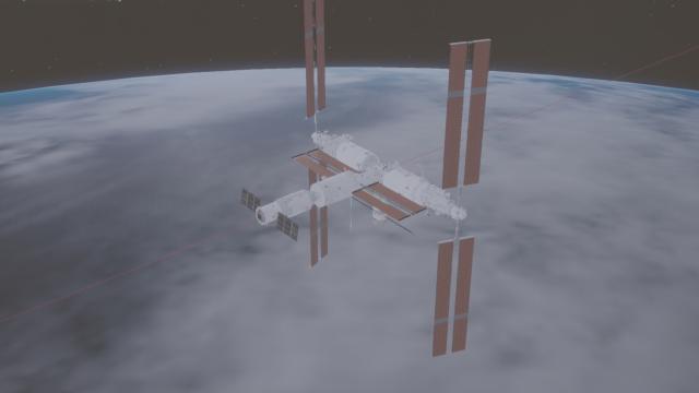 (250715) -- BEIJING, July 15, 2025 (Xinhua) -- This simulated image captured at the Beijing Aerospace Control Center on July 15, 2025 shows China's cargo craft Tianzhou-9 as it completes docking with the orbiting Tiangong space station. The cargo craft Tianzhou-9 successfully docked at the rear docking port of Tianhe, the core module of China's space station Tiangong, on Tuesday, according to the China Manned Space Agency.
   Such process was conducted at 8:52 a.m. (Beijing Time) after the Tianzhou-9 entered its orbit and completed its status setting, according to the agency.
   The Shenzhou-20 crew members onboard the space station will enter the cargo craft and transfer the payloads as scheduled. (Photo by Zhou Keyi/Xinhua)