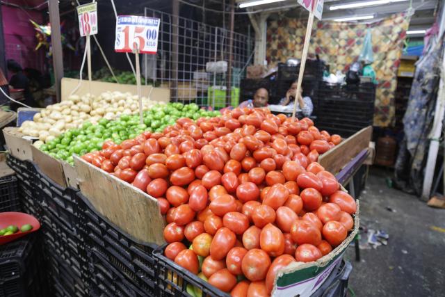 (250715) -- MEIXCO CITY, July 15, 2025 (Xinhua) -- Tomatoes are pictured at a stall in a public market in Mexico City, capital of Mexico, July 14, 2025. The U.S. Department of Commerce announced Monday it is immediately placing a 17.09 percent duty on most fresh tomatoes imported from Mexico, marking a withdrawal from the 2019 agreement between the two countries to suspend the antidumping investigation on fresh tomatoes. (Photo by Francisco Canedo/Xinhua)