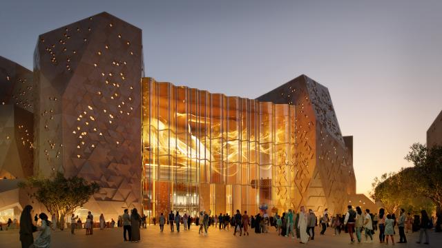 (250716) -- RIYADH, July 16, 2025 (Xinhua) -- The image released by Diriyah Company in Riyadh, Saudi Arabia, on July 15, 2025, shows the design effect of the Diriyah Arena designed as a flexible and scalable venue to accommodate various events, including concerts, sporting events, e-sports competitions, exhibitions, and live shows. Saudi Arabia's Diriyah Company announced Wednesday that it has awarded a contract worth 1.53 billion U.S. dollars to China Harbour Engineering Company (CHEC) for the construction of the Diriyah Arena block near the Saudi capital Riyadh, which includes a multi-purpose indoor complex, three mixed-use office buildings, and a parking facility. (Diriyah Company/Handout via Xinhua)